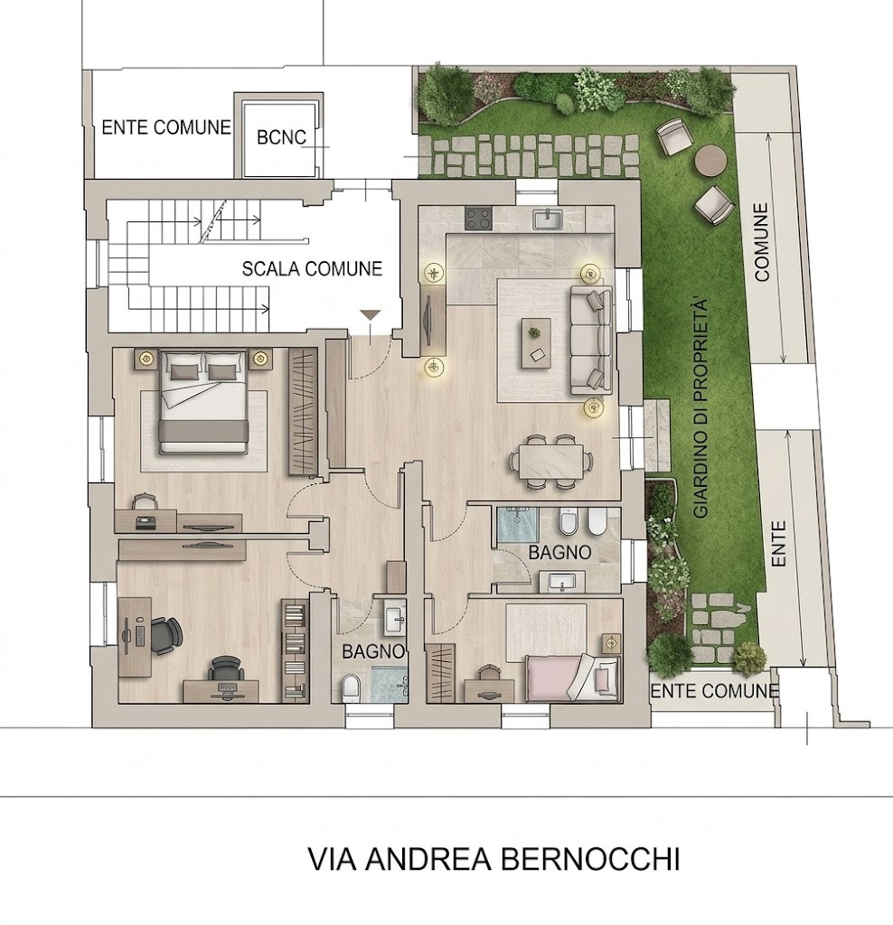 Planimetria arredata dell'immobile, Residenza Bernocchi